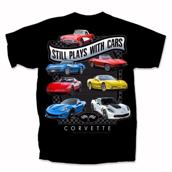 Chevy Chevrolet Corvette Still Plays with Cars Short Sleeve T-Shirt NEW FastShip - Picture 1 of 7